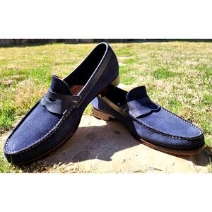 Johnston & Murphy Danbury Penny Loafers Navy Blue Sheepskin Suede 1499 Men's 12